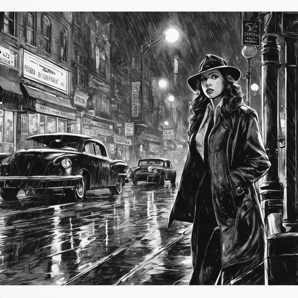 Anna Kendrick as a Noir Detective in Ink