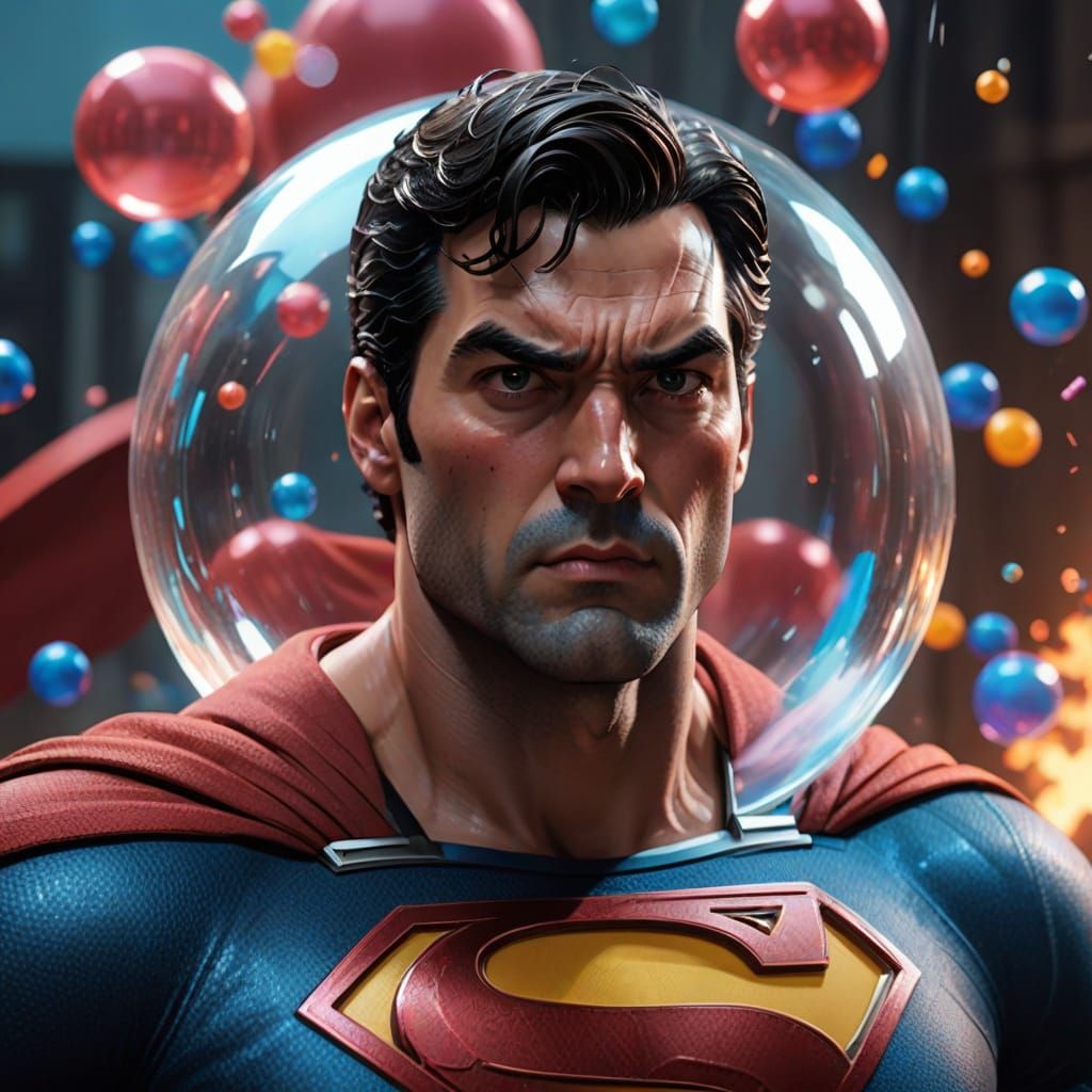 Superman Blows a Comical Bubble in Pixar Style