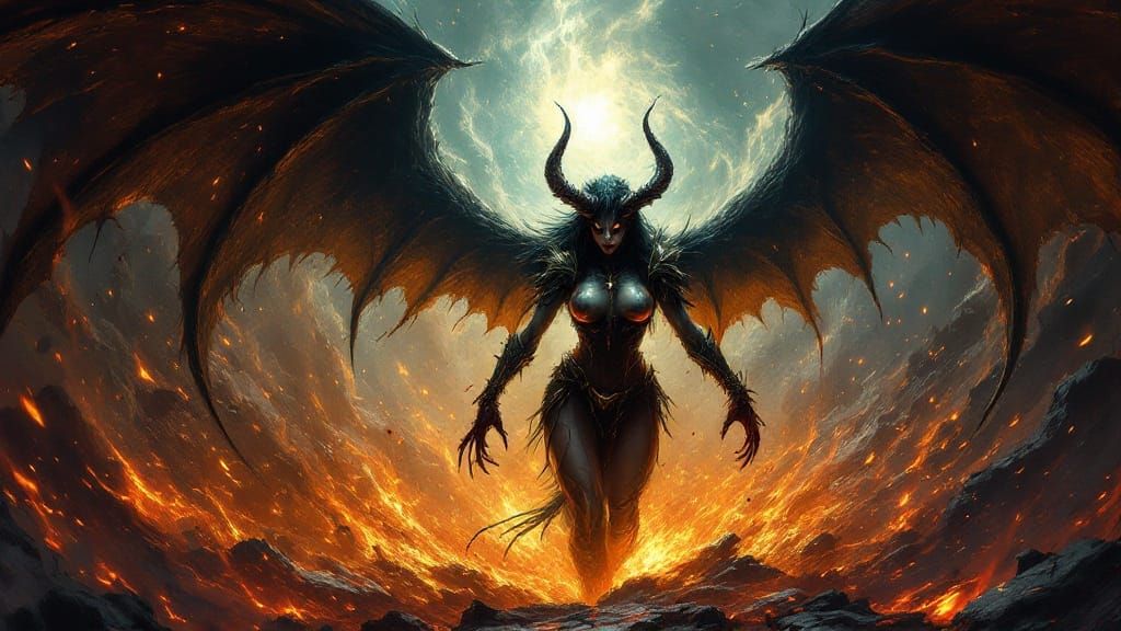 Powerful Demon Emerges from Hellfire Vortex