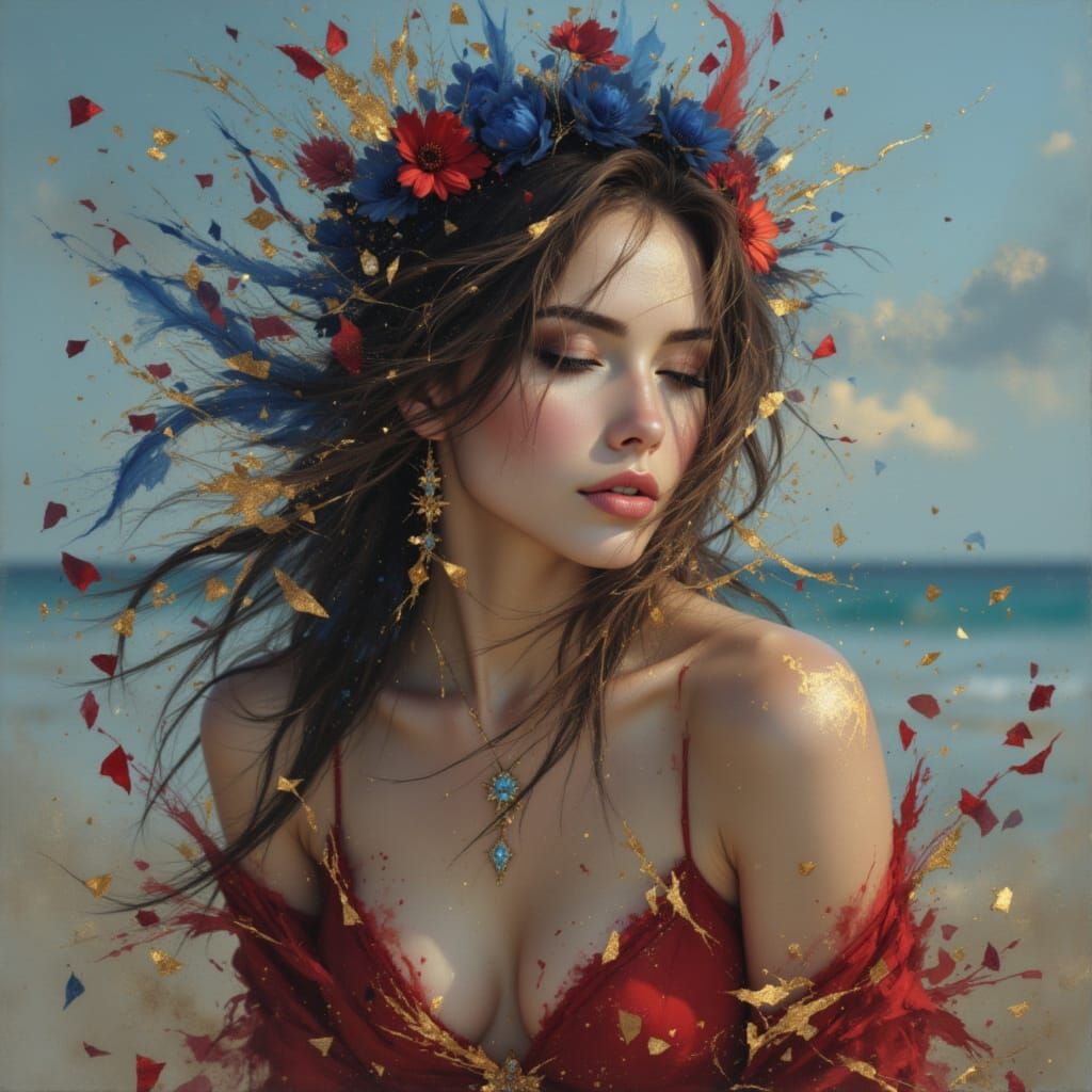 AI Generated Abstract Art Featuring Black and Gold Elements