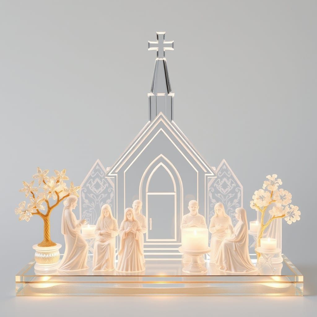 Translucent Resin Cast of Church Gathering