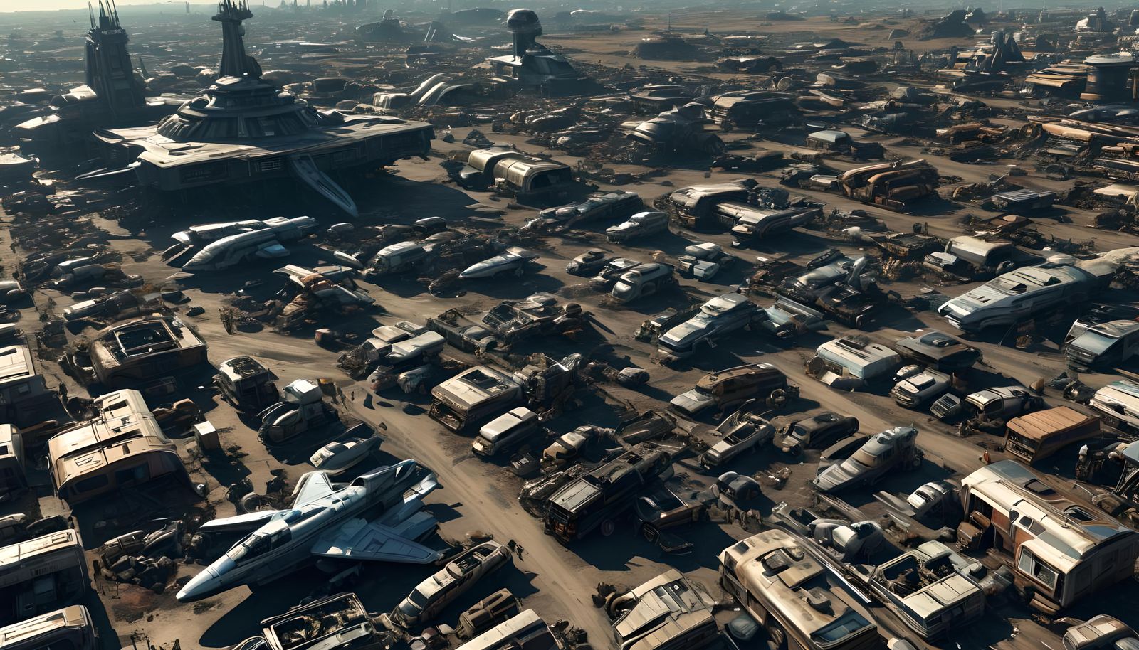 Iconic Sci-Fi Spacecraft in Massive Junkyard