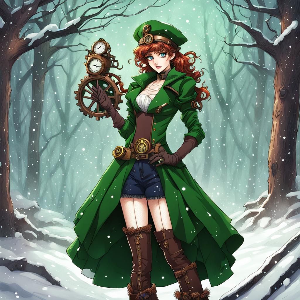 Sailor Jupiter As A Steampunk Witch In The Snowy Woods