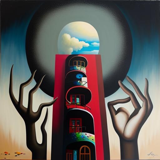 Surreal Scene in Matte Oil Painting Style