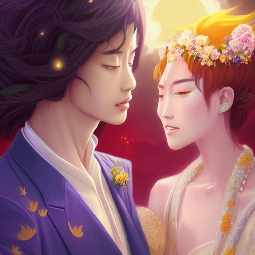 Taiwanese Sun God and Moon Goddess Wedding Portrait