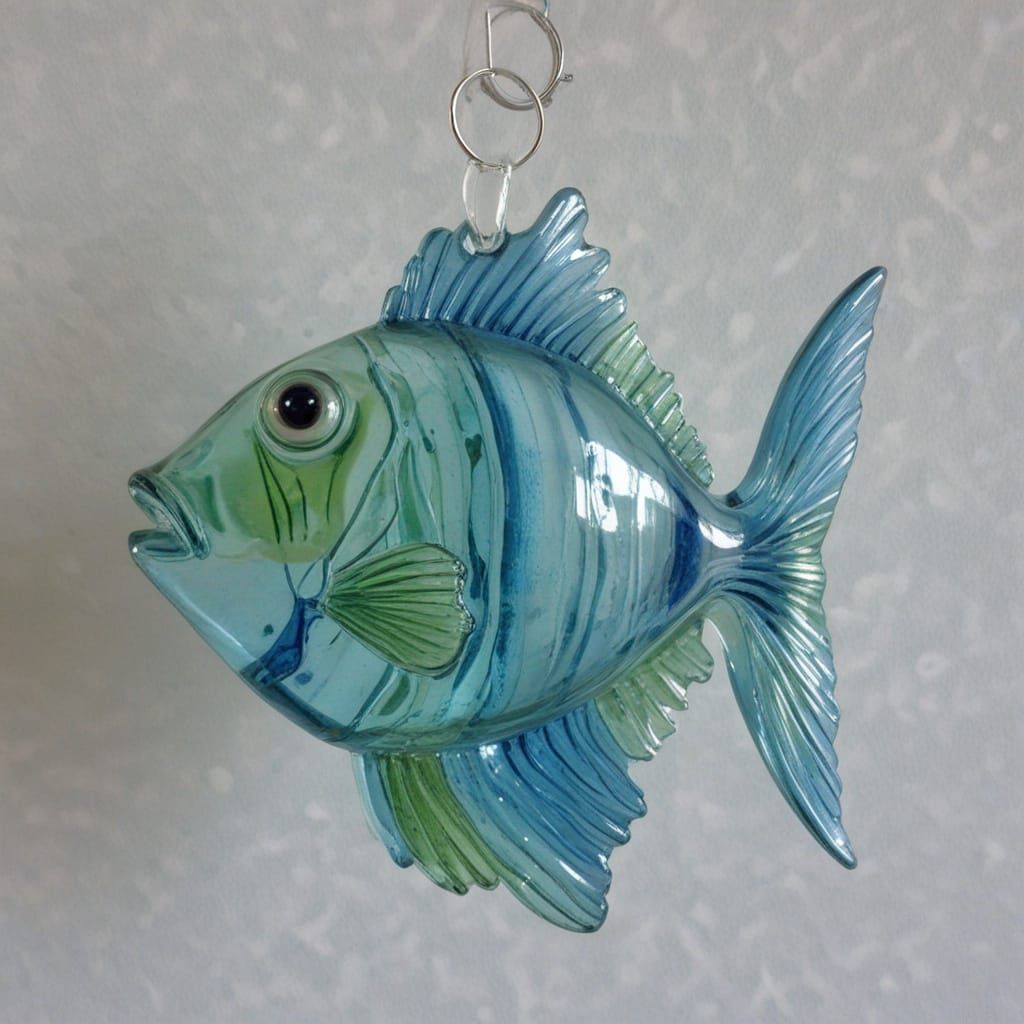 Vibrant Glass Fish in Effervescent Blue and Green