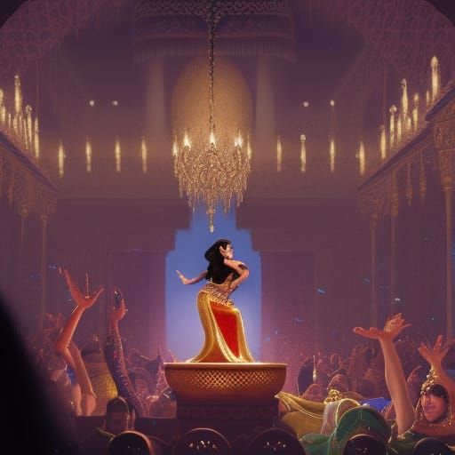 Princess Jasmine Belly Dancing in Palace Throne Room