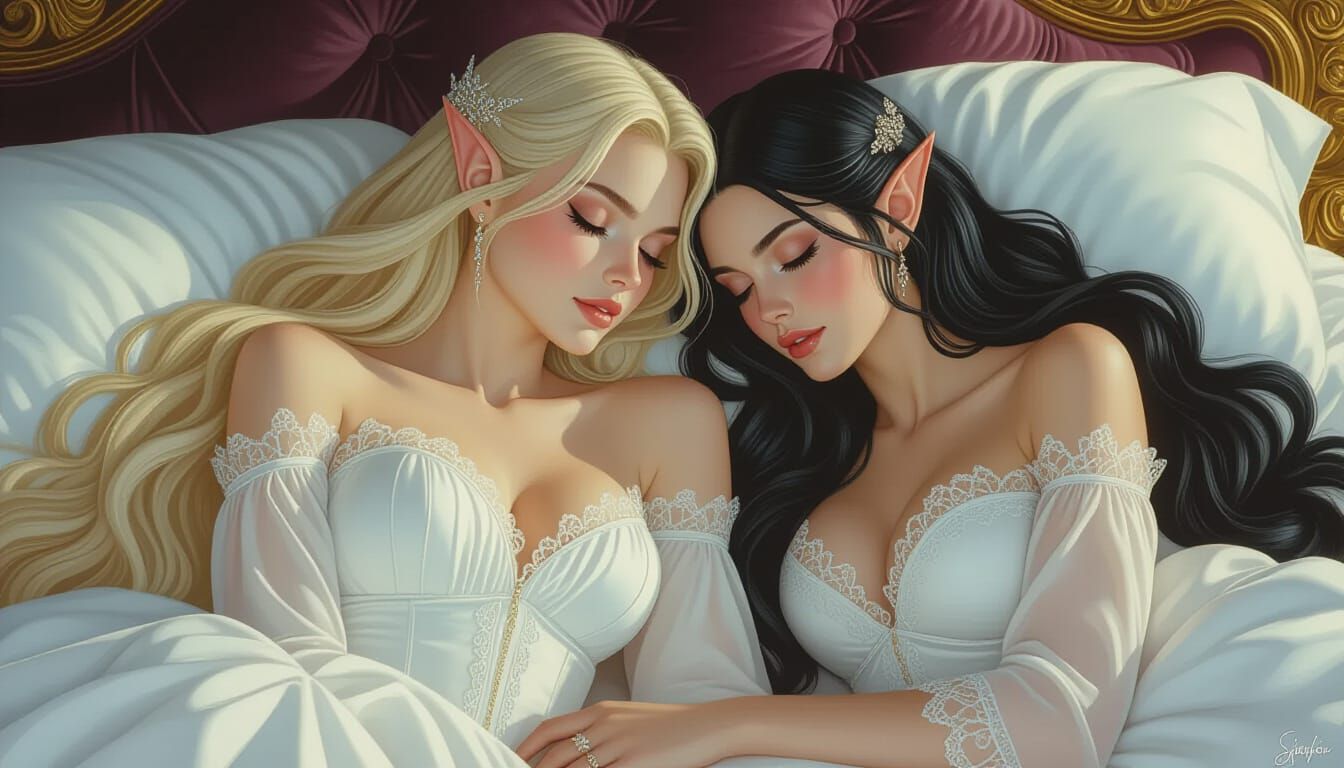 Sleeping Elves in Golden Light