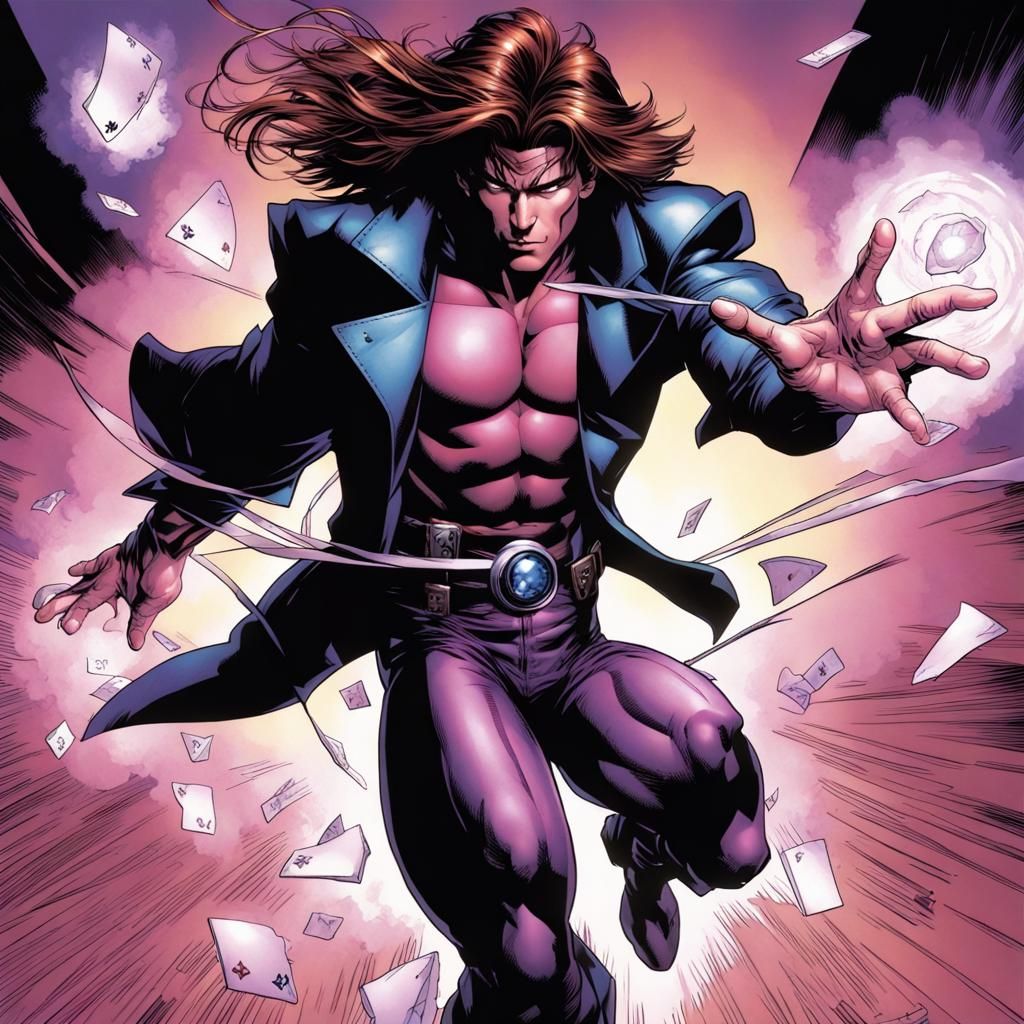 Gambit Unleashes Kinetic Energy: A Comic Book Art Tribute