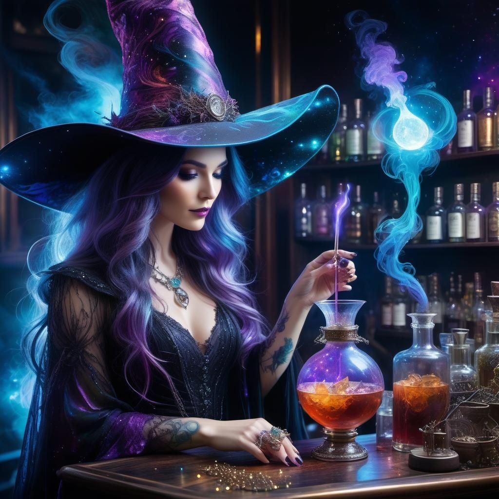 Cosmic Witch Mixologist in Opalescent Supernova