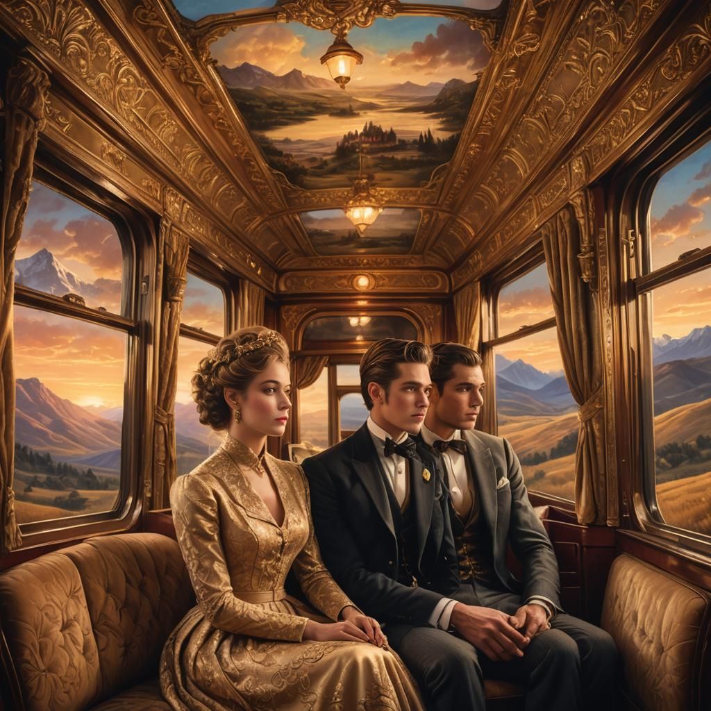 Vintage Train Carriage at Twilight: A Matte Painting