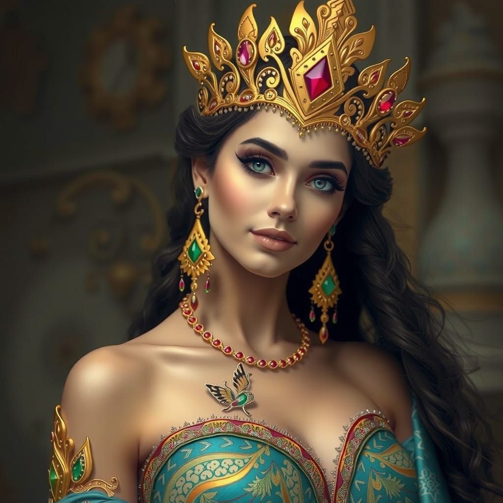 Exotic Princess in Majestic Regalia