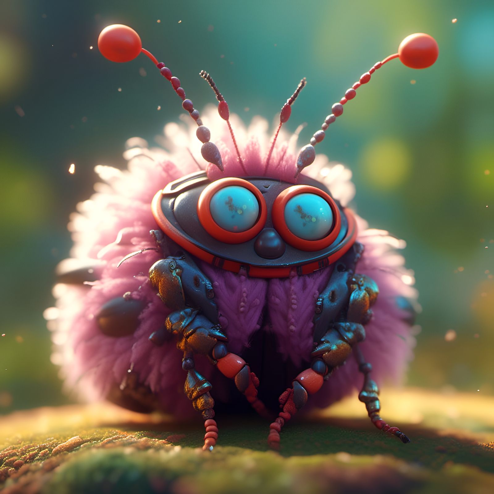 Adorable Fluffy Bug Portrait in Detailed 3D