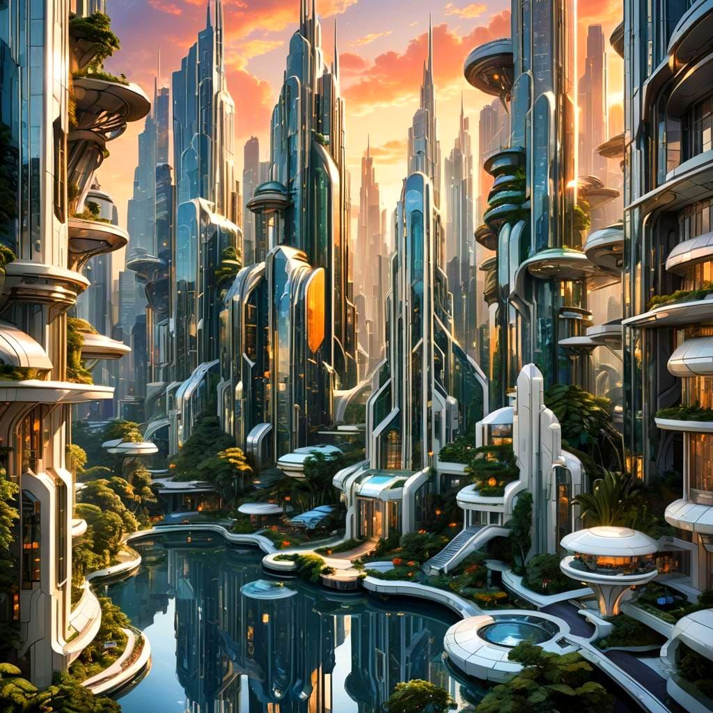 A sci-fi fantasy city