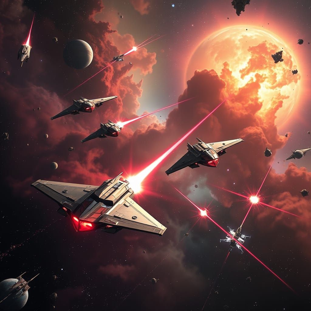 Epic Space Battle in a Nebula-Filled Galaxy