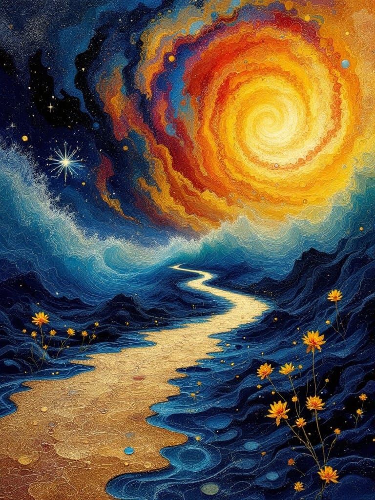 Surreal Alien Landscape with Winding Road