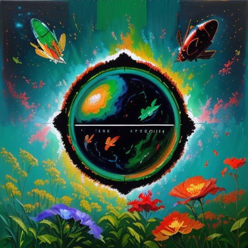 Neo-Impressionist Masterpiece: Vibrant Martian Blooms in Fut...