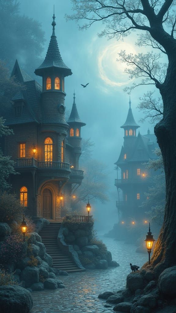 Ethereal Landscape with Dreamlike Architecture