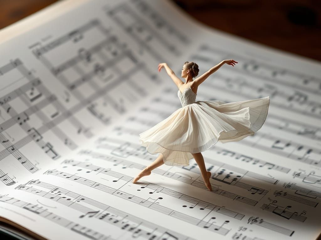 Ballet Dancer Emerges from Musical Score