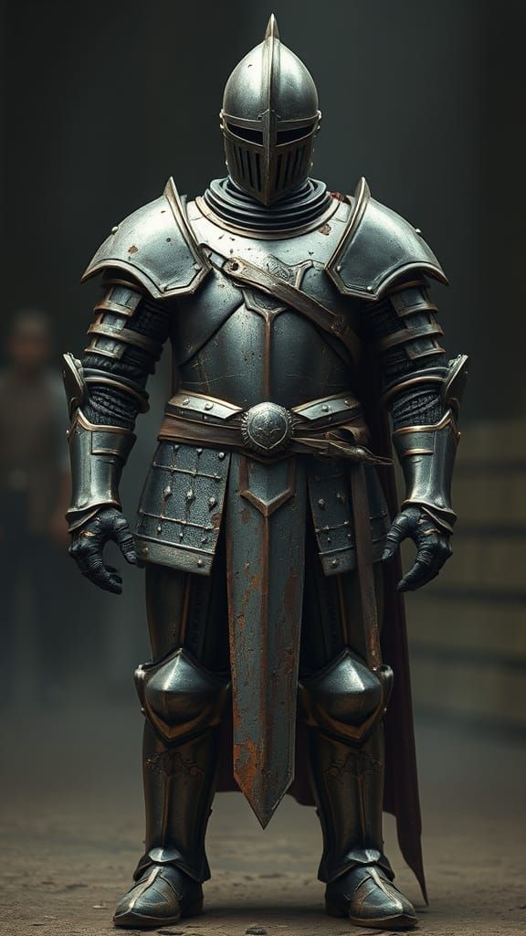 Battered Knight's Armor in Dark Fantasy Style