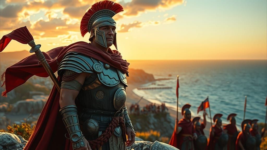 Athenian General Relieved at Sunset: Evocative Digital Art