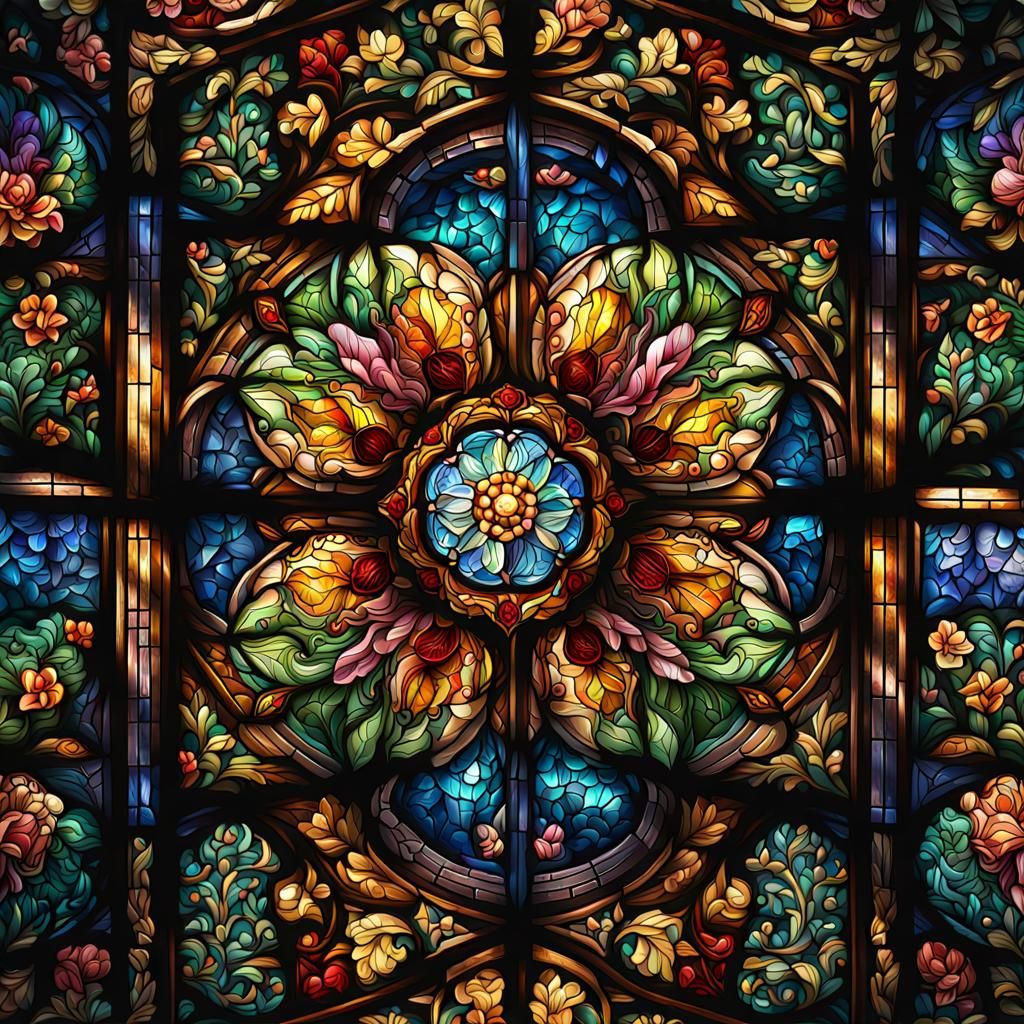 Larkspur Flower in Stained Glass Effect