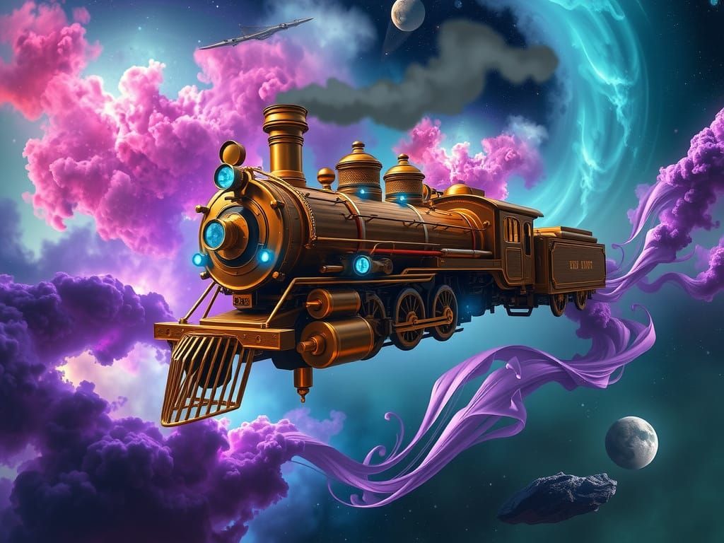 cyberpunk-steampunk combination 1848 American 4-4-0 steam Lo...