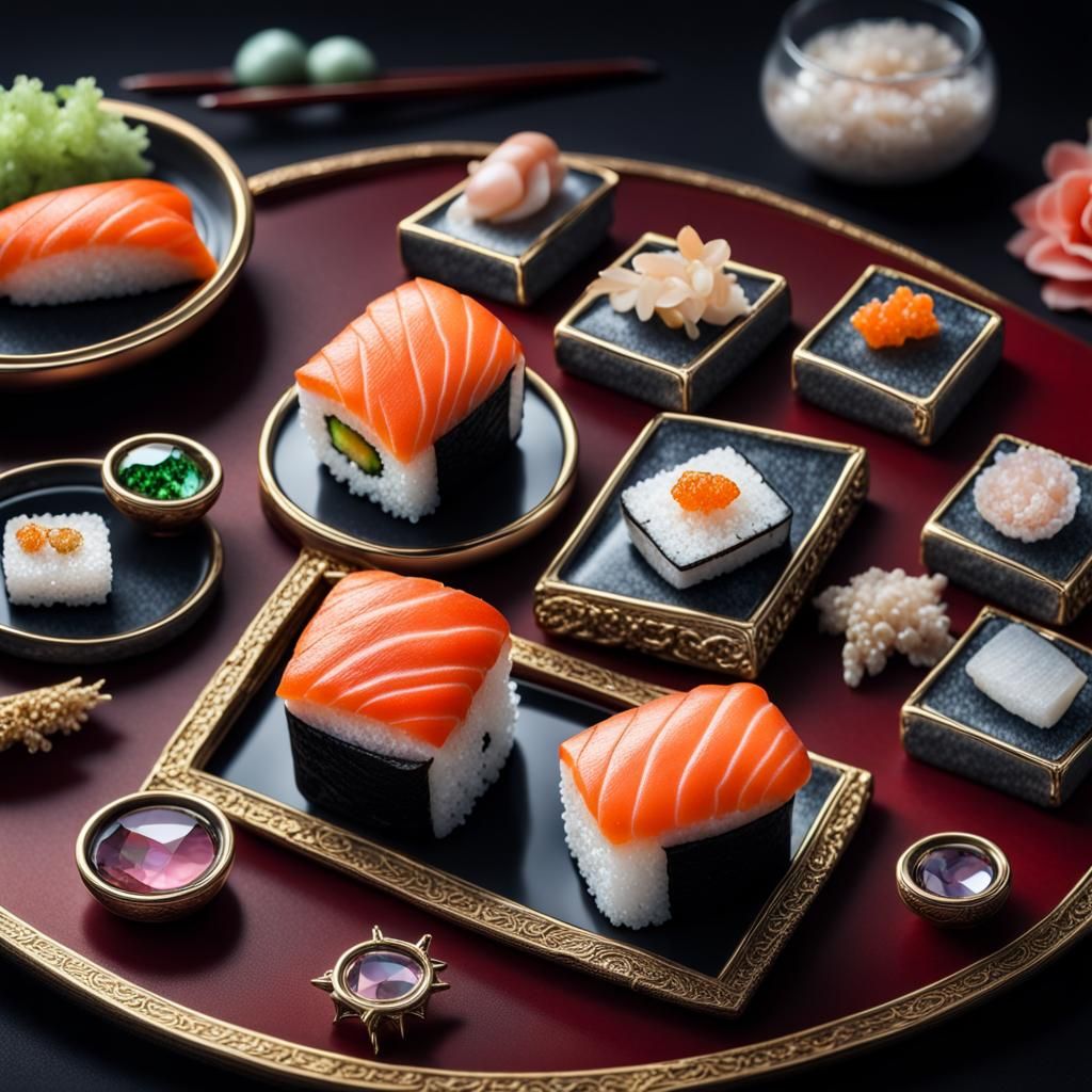 Sushi Jewelry with Gems and Constellations in HDR