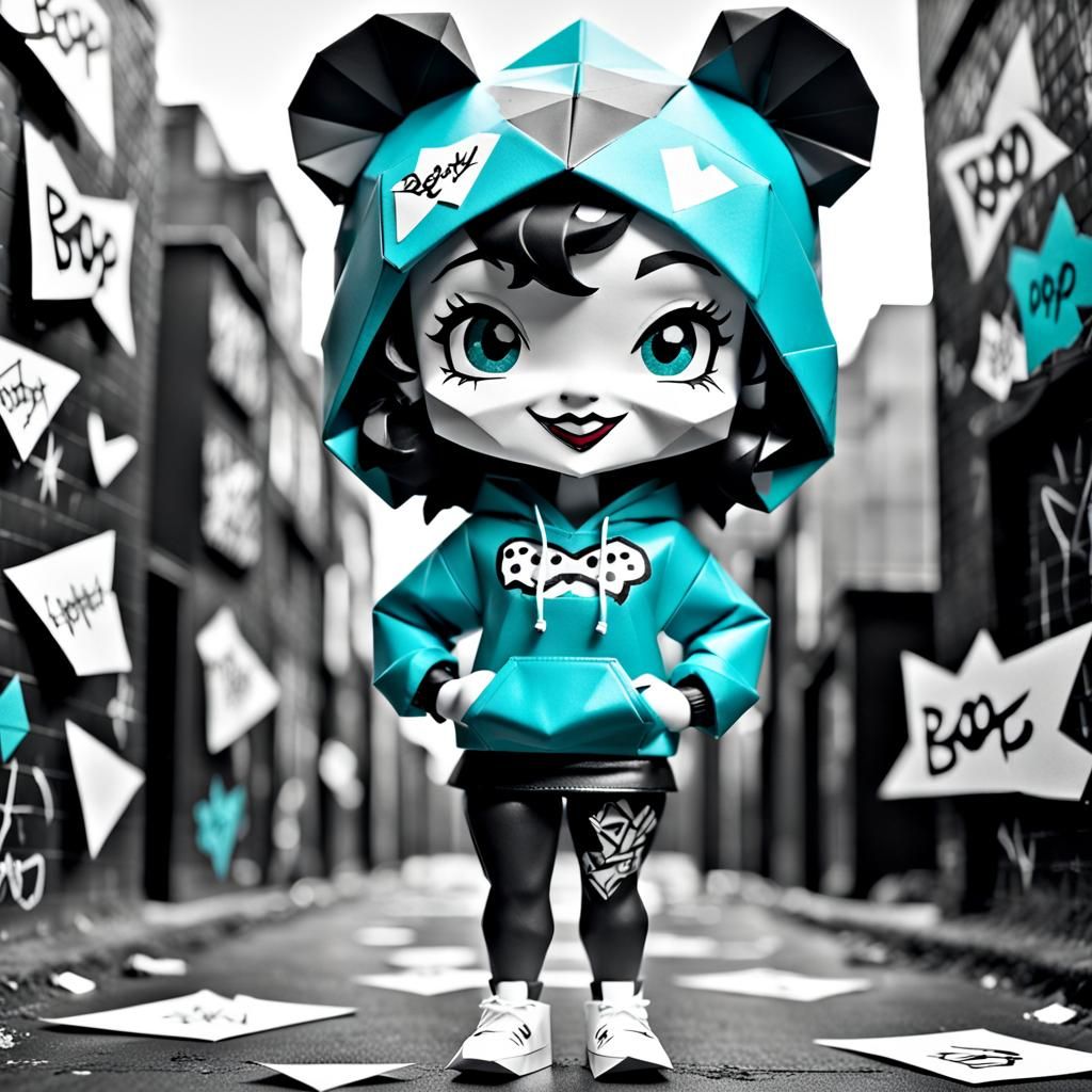 Betty Boop in Graffiti Origami Style