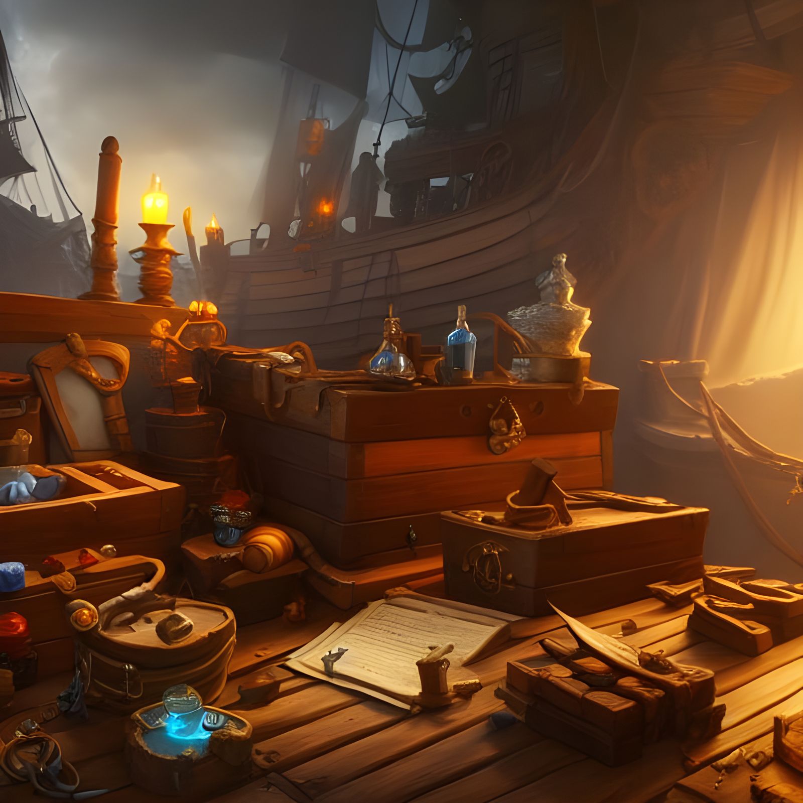 Pirate Treasure Chest in Detailed Digital Art