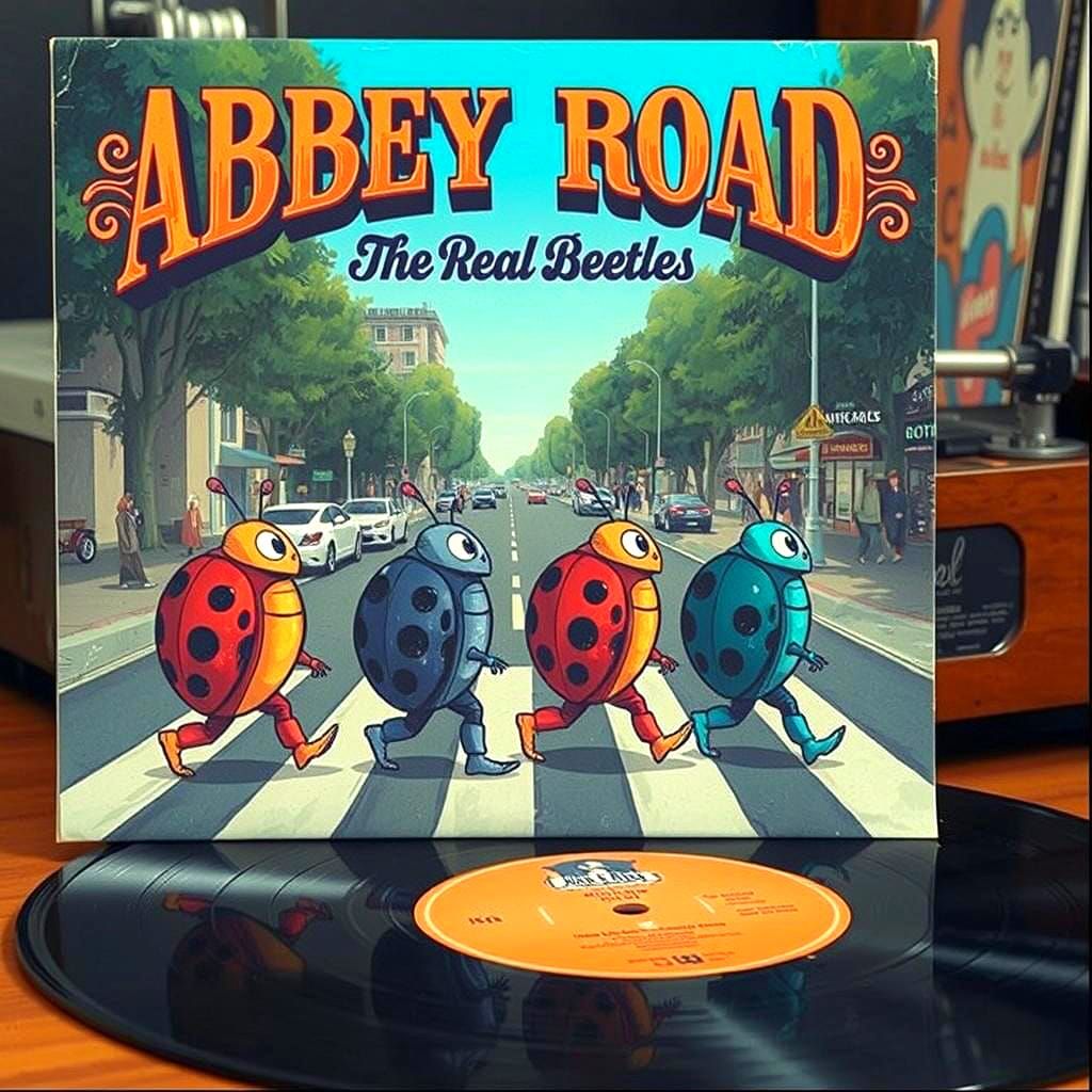Whimsical Beetles Recreate Abbey Road Album Cover