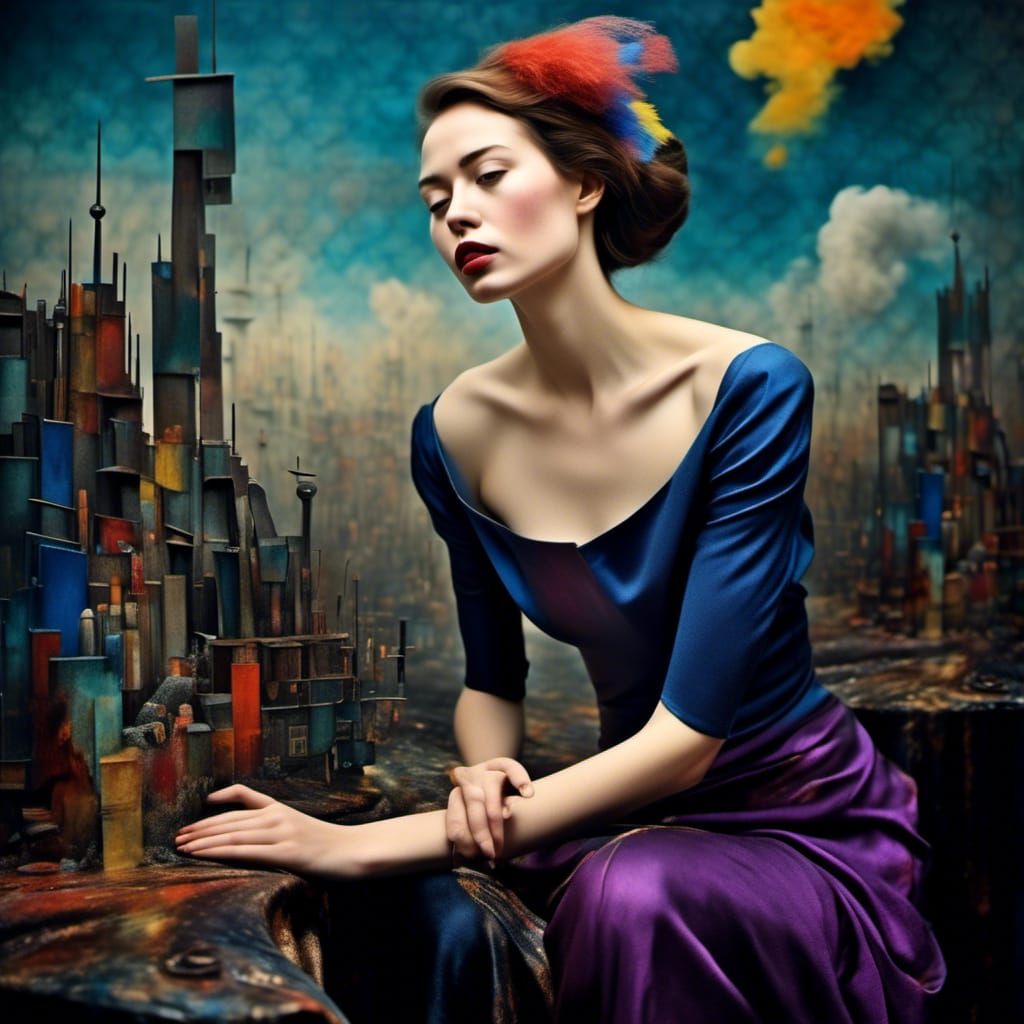 Surreal Cityscape with Polychromatic Beauty in Hyperrealism...