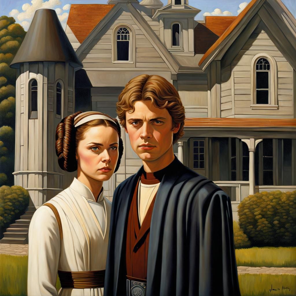 Anakin and Padme Reimagined as American Gothic