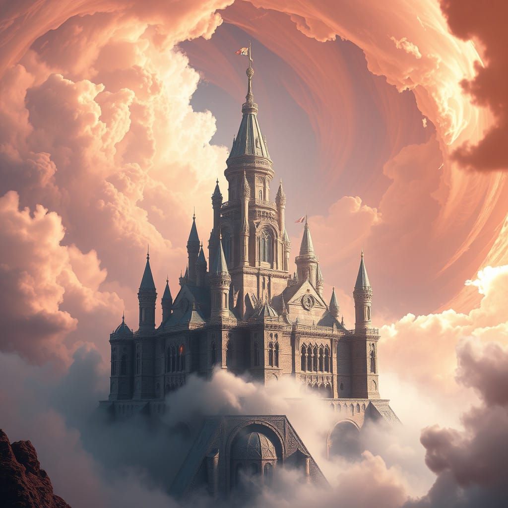 Majestic Fortress Fortnine Rises from Whirling Vortex of Clo...