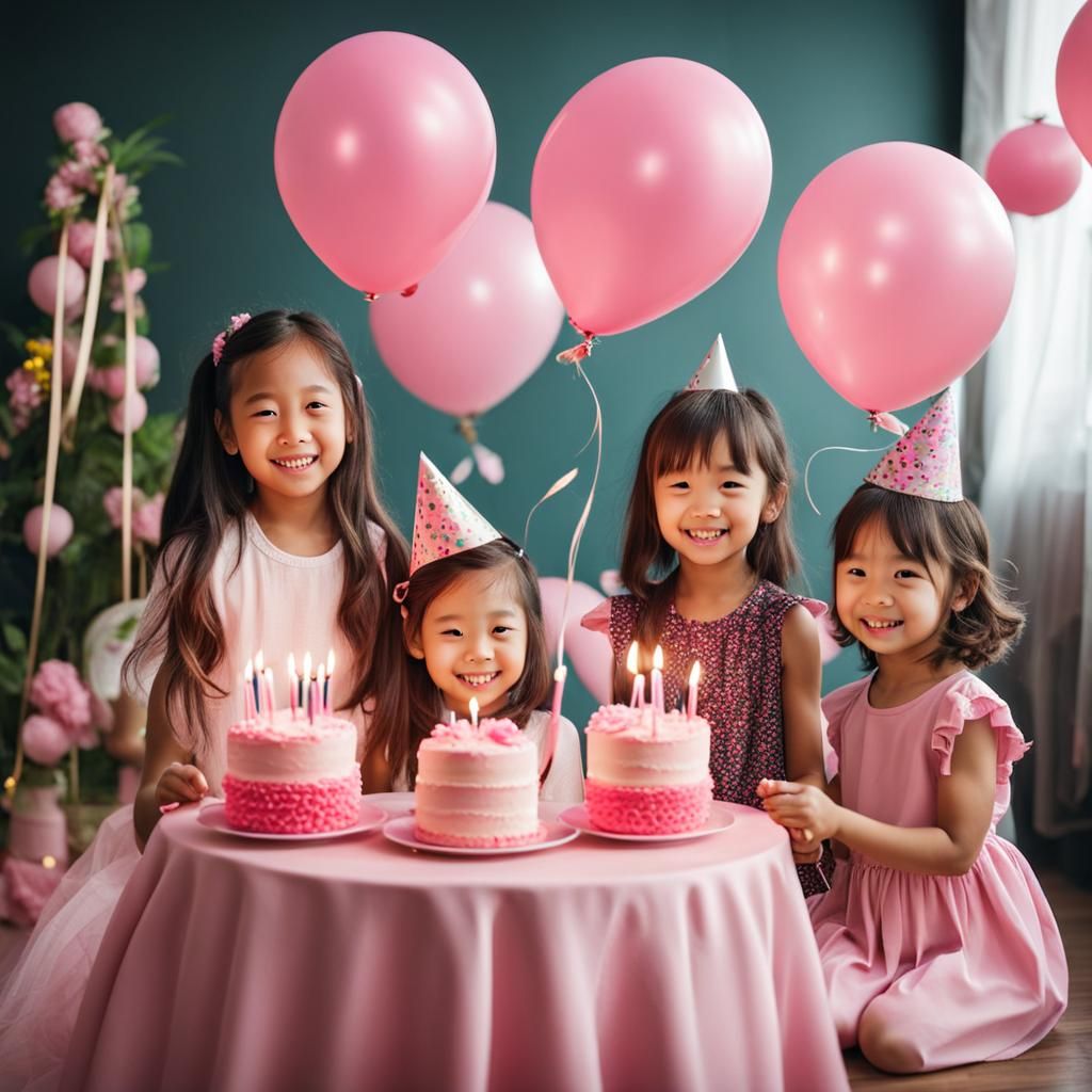 Cute Girls Celebrate at Birthday Party
