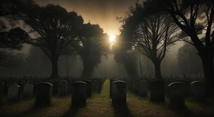 Eerie Graveyard Scene in Vintage Film Style