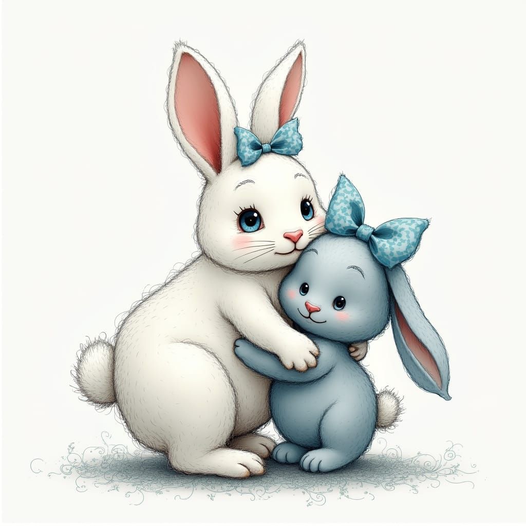 Bunnies Walking: Abstract Vector Fractal Art