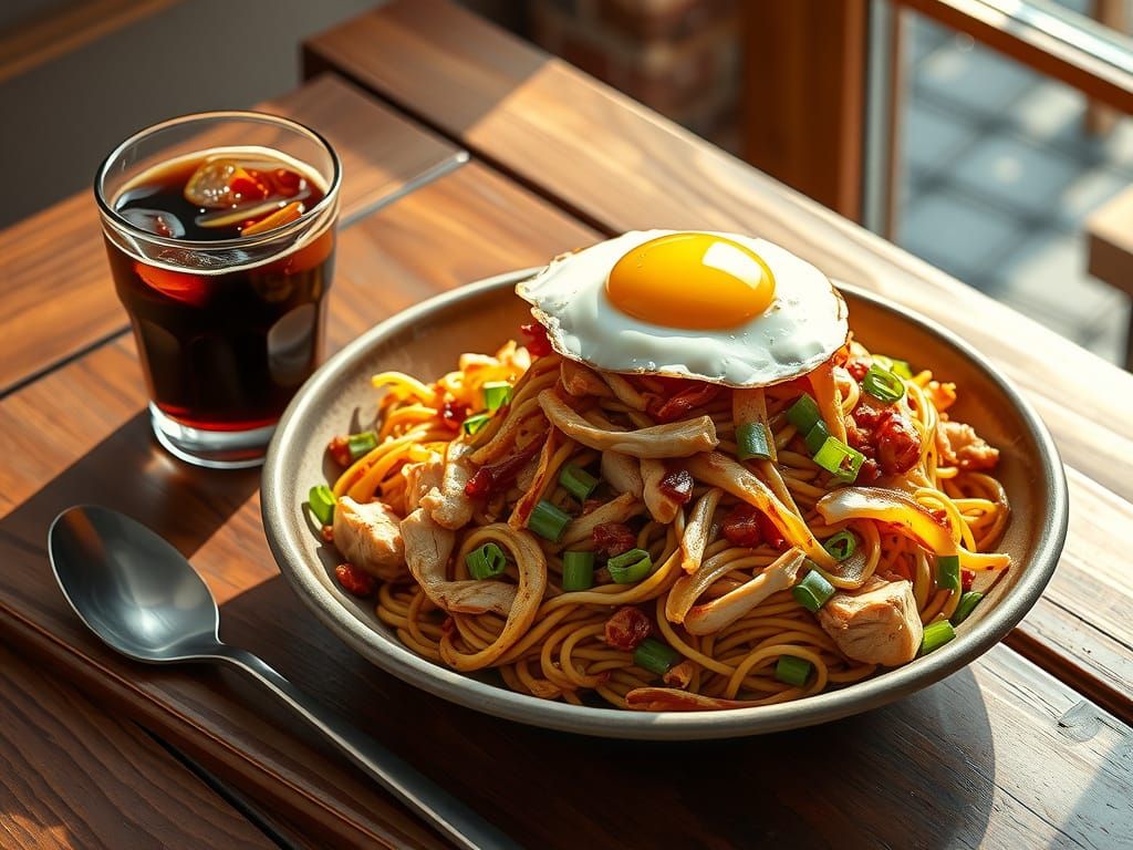 Savory Stir-Fried Noodles with Juicy Chicken and Crunchy Veg...