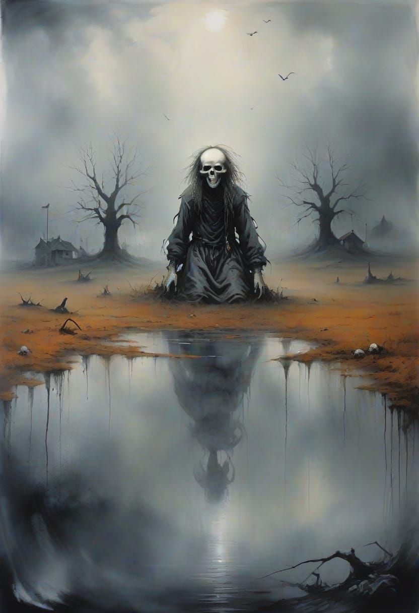 Terrifying Monster Reflection in Dark Style