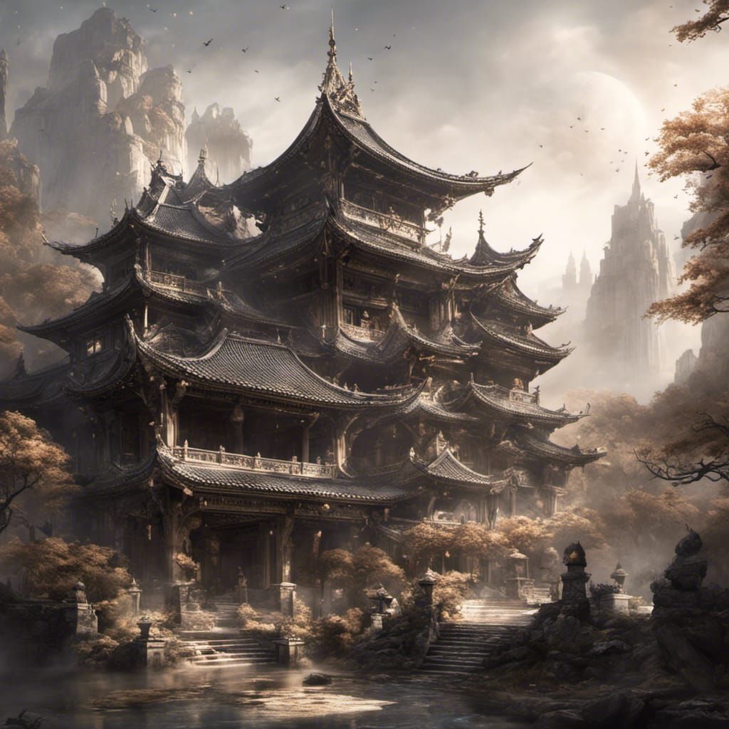 Sakura Garden Palace: Detailed Fantasycore Concept Art