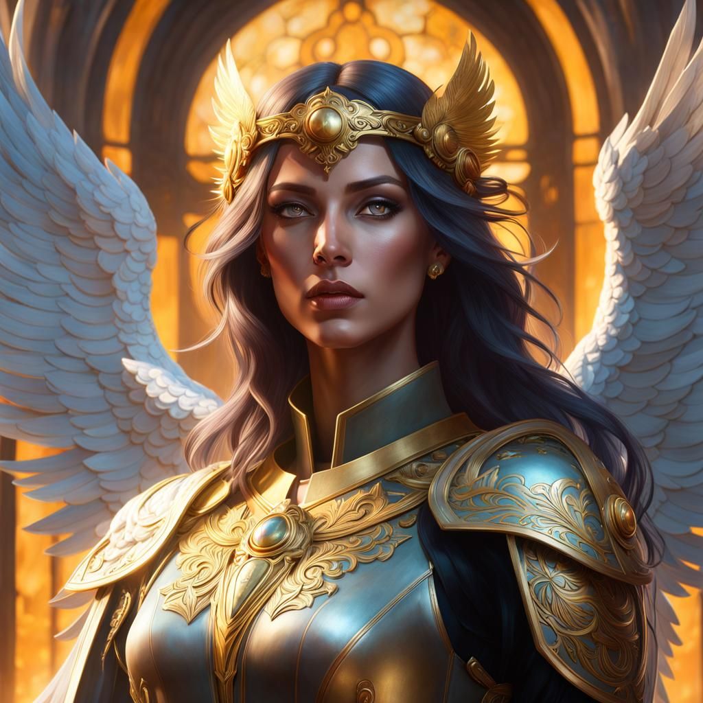 Archangel Michael Portrait in Hyperrealistic Style