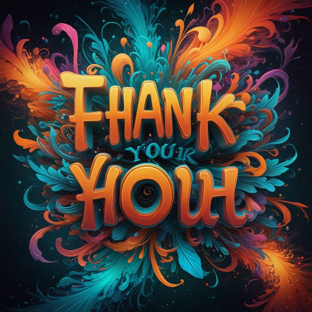 Psychedelic "Thank You" with Cosmic Colors