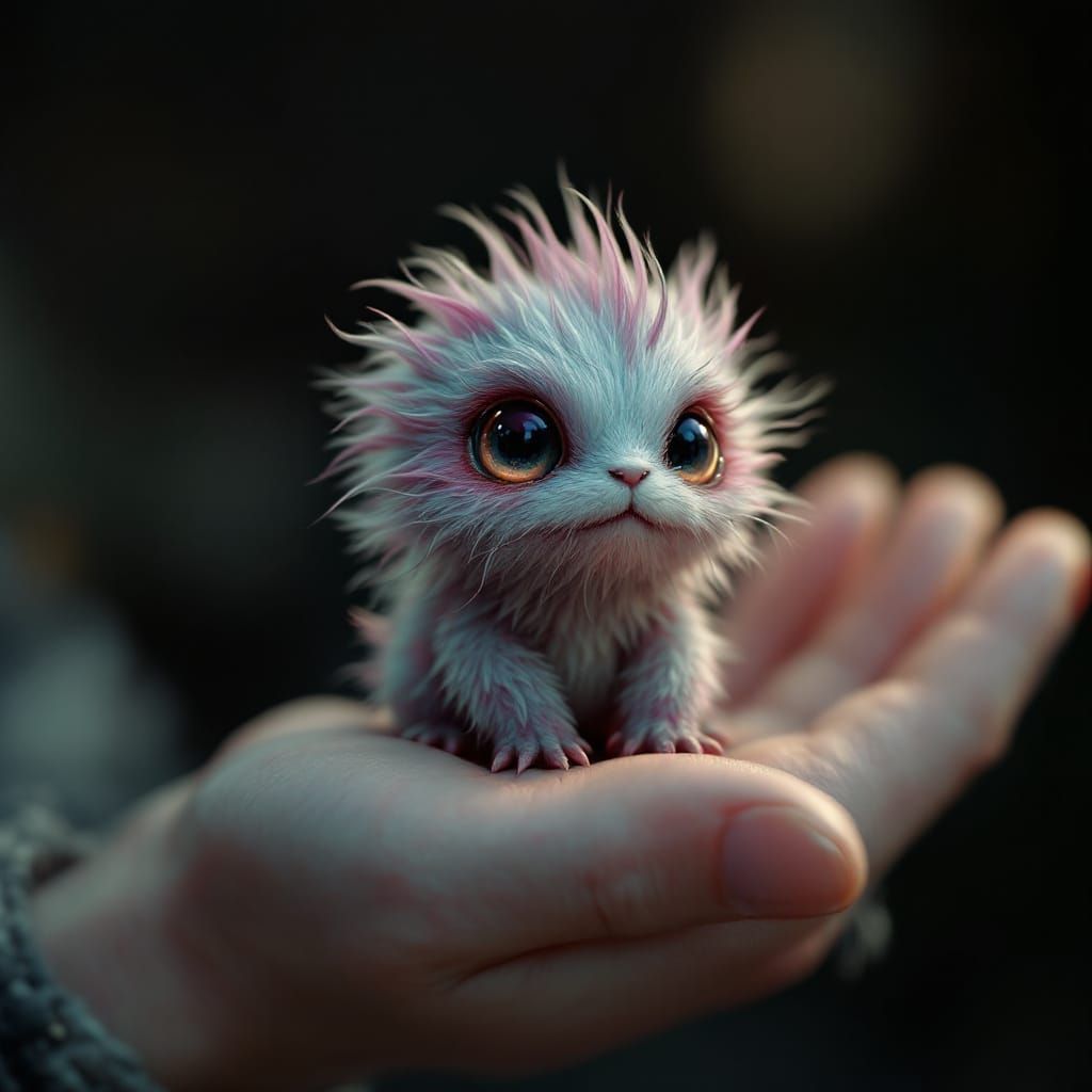 Fluffy Handheld Monster in Fantasy Concept Art Style