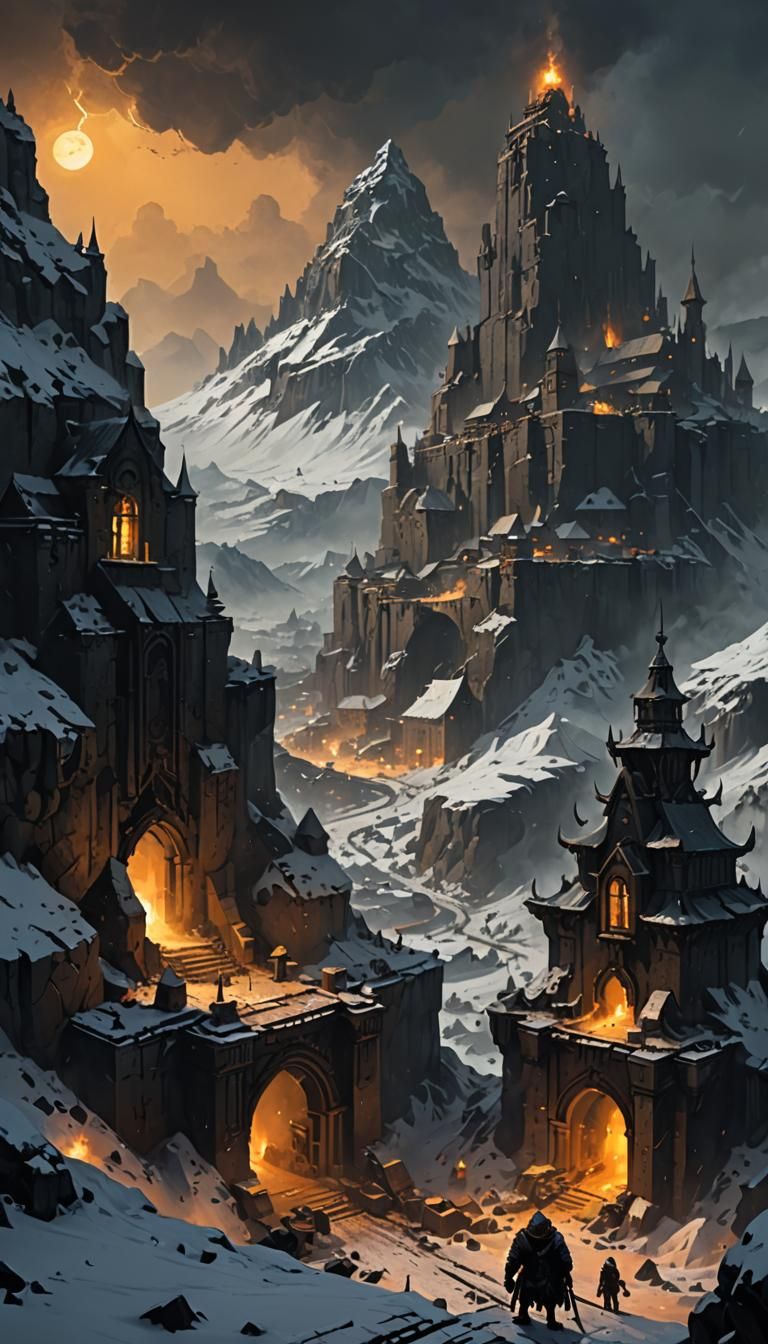 Dwarf Fortress-City Stands Defiant, Dark Fantasy Concept Art