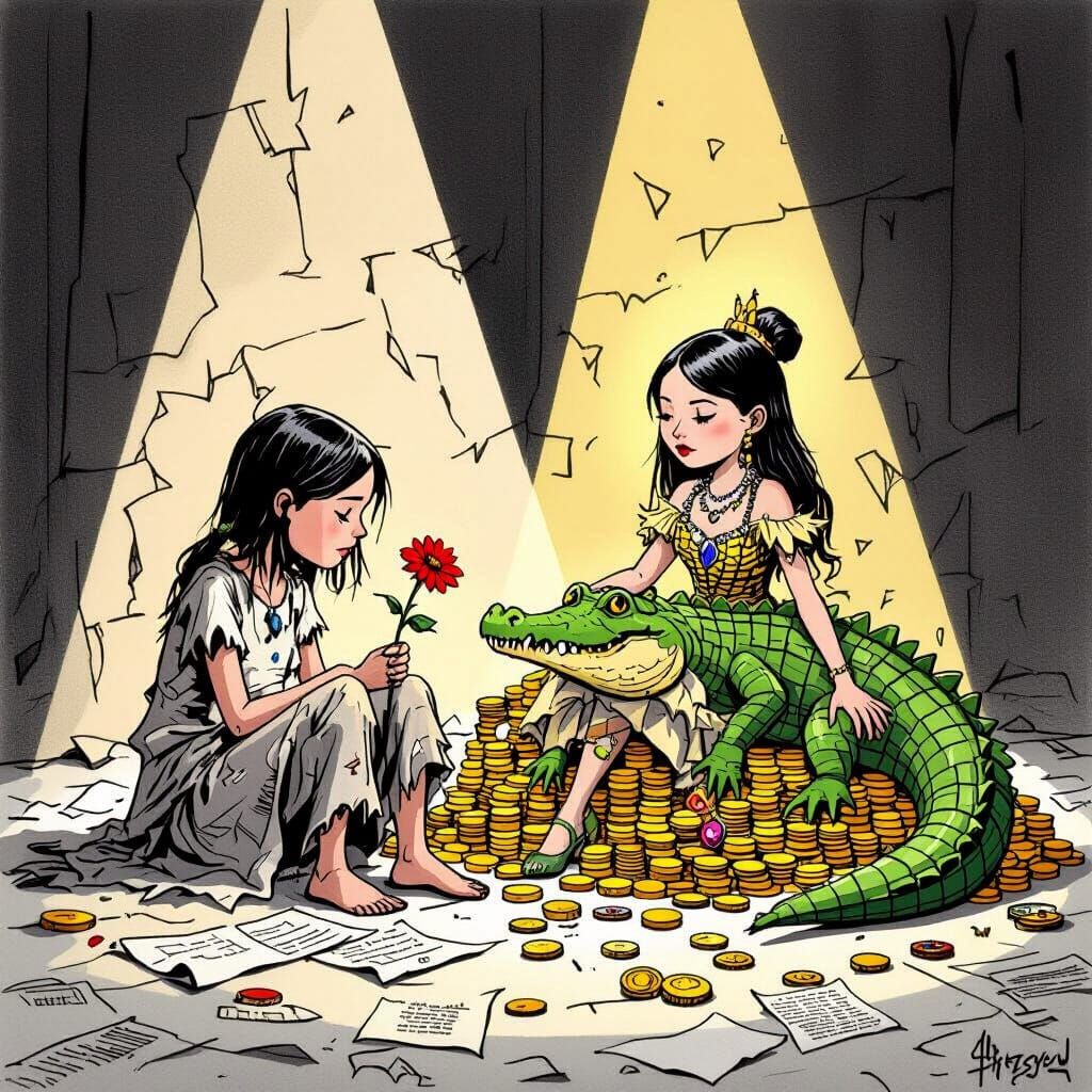 Editorial Cartoon: Poverty vs. Ill-Gotten Wealth