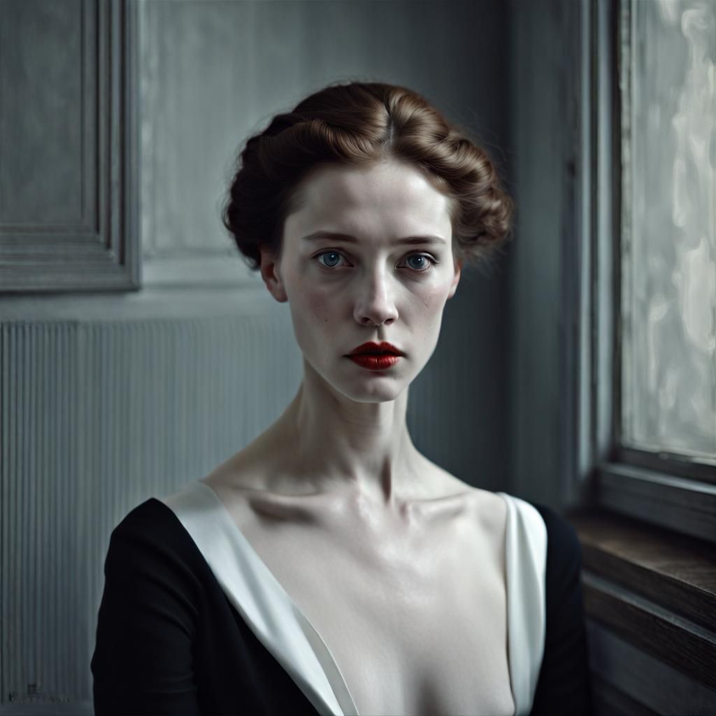 Monochromatic Portrait of Hopelessness in Evocative Style