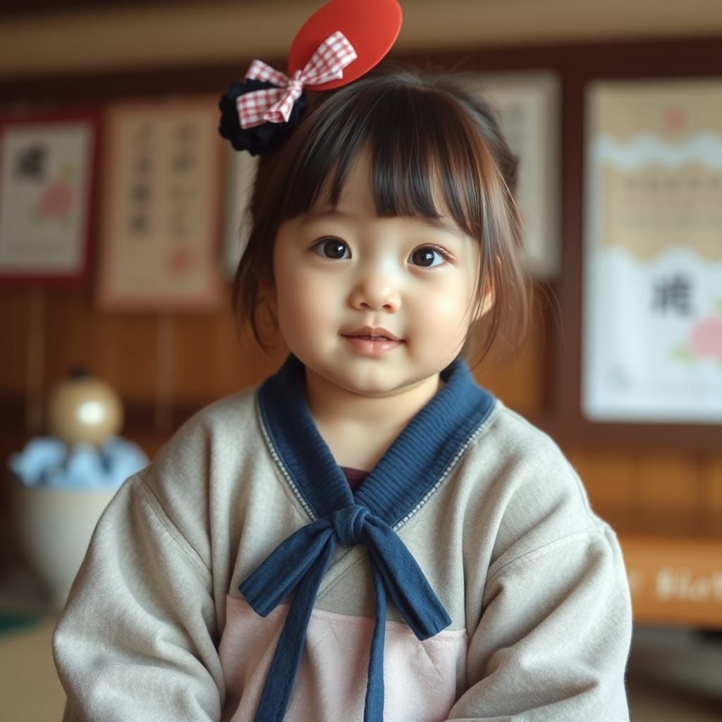 Chubby Cute Japanese Girl in Digital Art Style