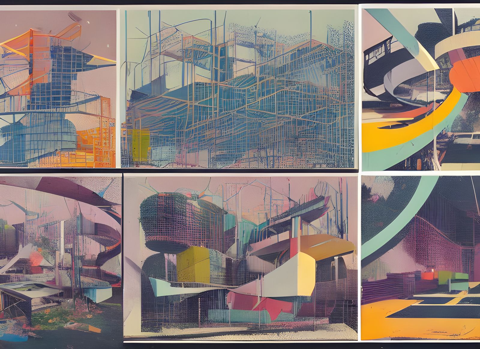 Isometric Cityscape in Bauhaus and Art Nouveau Style