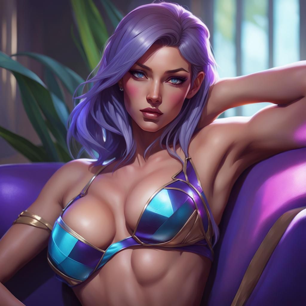 Kaisa KDA in Bikini: Hyperdetailed Digital Portrait