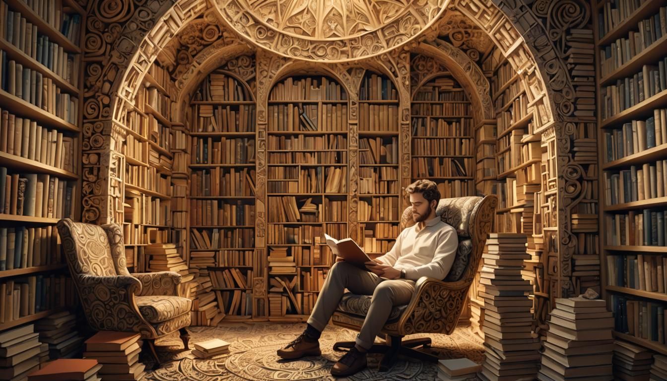 Abstract Fractal Art: Quiet Nook with Books